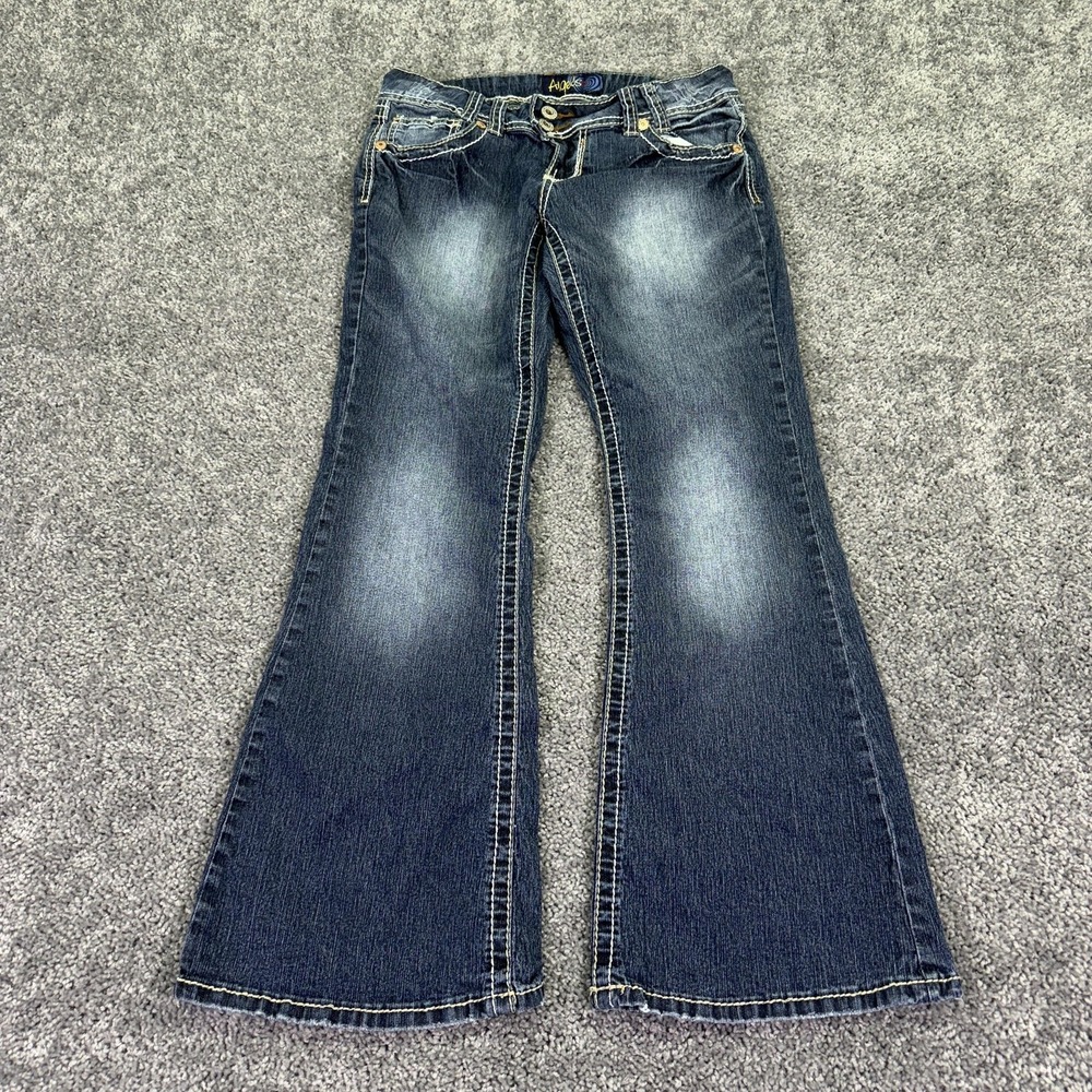 Angels Jeans Womens 11 Short Blue Bootcut Stretch Denim Medium Wash Embroidered